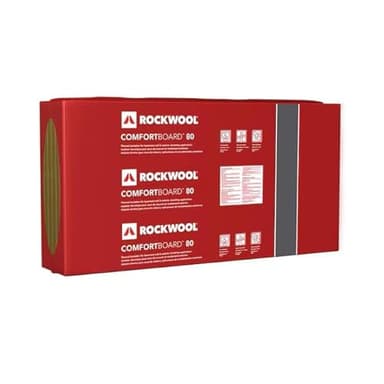Rockwool RXCB11224, ComfortBoard 80 R-6.3 Rigid Stone Wool Insulation Board, 1.5" x 24" x 48", Covers 48 sq. feet, Fire Resistant