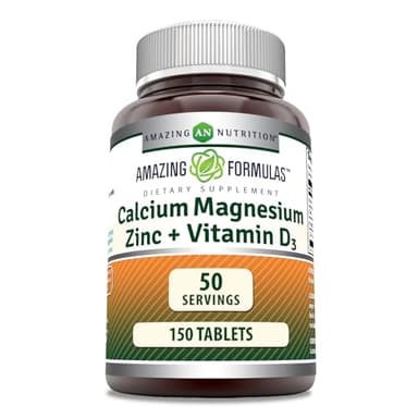 Amazing Formulas Calcium Magnesium Zinc + D3 Supplement | 150 Tablets | Non-GMO | Gluten-Free | Made in USA