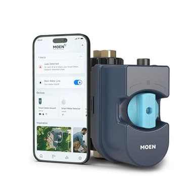 Moen Flo 3/4-inch Smart Water Shut Off Valve, Smart Home Water Monitor Leak Detector, Wifi Connected, App Enabled Flow Meter and Shutoff, 900-001