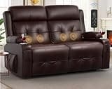 VAFEAFO Reclining Loveseat, Oversized Massage Recliner Sofa Heavy Weight Capacity, RV Love Seat Chair Clearance with Storage, Cup Holders, Wall Hugger Couches for Living Room