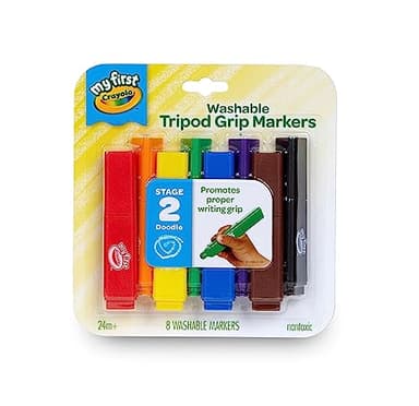 Crayola Triangle Toddler Markers (8ct), Easy Grip Washable Markers for Toddlers, Arts & Crafts Supplies, Coloring for Young Kids, Nontoxic