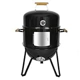 Realcook BBQ Charcoal Smoker Grill: Heavy Duty 17 Inch Vertical Meat Smokers - Porcelain-Enameled Charcoal Grill Smoker Combo for Outdoor Cooking Backyard Picnic Party Grilling
