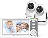 Firskids Baby Monitor with 2 Cameras No WiFi, 4.3" IPS Split-Screen, 30H Battery, Pan-Tilt-Zoom, Night Vision, 2-Way Audio, Room Temp Sensor, Lullaby, Plug & Play - Ideal for Travel