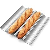 Pavsrmy Baguette Bread Pan, Premium Nonstick Perforated Baguette Pan for French Bread Baking, 4 Loaves Baguette Baking Tray for Sourdough, Italian Bread, Perfect for Creating Crisp Golden-Brown Crust