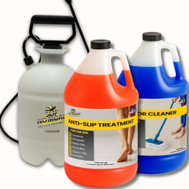 Anti Slip Tile Treatment (Gal Set) Non-Slip Floor Treatment for Grip on Stone, Porcelain & Ceramic. Indoor & Outdoor, Residential & Commercial Slip Prevention, Works Fast for Lasting Traction