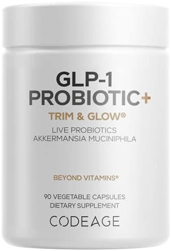 Codeage GLP-1 Probiotic+ - Live Probiotics Akkermansia, Clostridium, Bifidobacterium, Chicory Inulin Probiotic, Prebiotics & Postbiotics Supplement - 500 Million AFU, 3-Month Supply - 90 Capsules