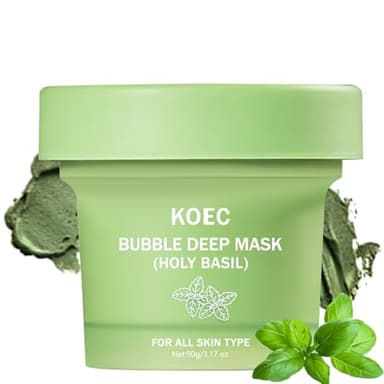 XUHUIT Holy Basil Bubble Deep Face Mask – Foaming Clay Mask with Basil Extract for Deep Cleansing, Pore Purification & Gentle Exfoliation, Style Bubble Mask for Oily & Acne-Prone Skin​ (01)