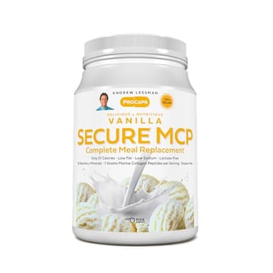 ANDREW LESSMAN Secure MCP Complete Meal Replacement - Vanilla 60 Servings - Only 57 Calories, Low-Fat, 7 Grams Marine Collagen Peptides, Promotes Radiant Smooth Soft Skin, Comfortable Joints