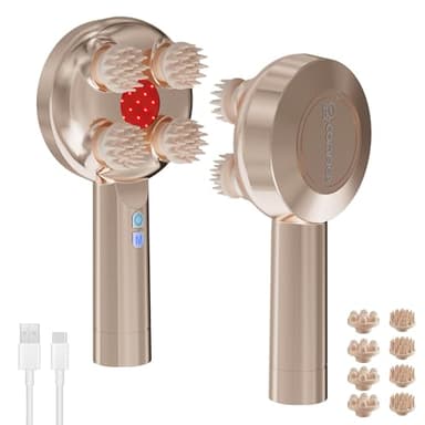 COMFIER Handheld Scalp Massager Hair Growth,Cordless Hair Head Massager with 3 Modes & 8 Silicone Claws,IPX7 Waterproof Body Massager for Stress Relax,Pet Massage,Head Scratcher,Gifts Men,Women(Gold)