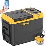 12 Volt Car Refrigerator Compatible with Dewalt 18-20V Battery, Electric Cooler 42 Quart(40L) Dual Zone Portable Refrigerator, Car Fridge (-4℉~68℉) 12/24V DC & 100-240V AC App Control for Road Trips
