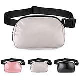 Belt Bag for Women PU Fanny Pack Dupes, Bomvabe Fashion Crossbody Lulu Waist Pack Lemen Bag with Adjustable Strap, Everywhere Belt Bag for Travel Outdoors Running Hiking (Light Grey)