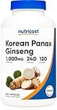Nutricost Korean Ginseng 1000mg Serving, 240 Capsules - 500mg Per Capsule, 120 Servings - Korean Panax Red Ginseng - Gluten Free & Non-GMO