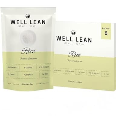 Well Lean USDA Organic Konjac Shirataki Rice - Low Carb, Keto Rice, 6 Pack (12 Servings) - Ideal for Keto, Paleo, and Low Carb Diets - Ready to Eat, Low Carb 2gm, Low 5 Cal