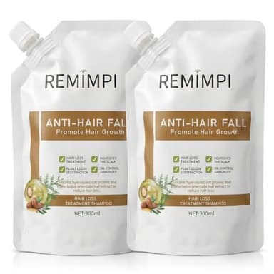 REMIMPI Authentic Anti Hair Loss Shampoo, Ginger & Ginseng Hair Growth Shampoo, Dandruff & Oil Control, 300ml (2 Pack)