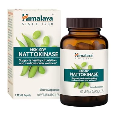 Himalaya NSK-SD Nattokinase, Dietary Supplement for Healthy Circulation, Vegan, Gluten Free Natto Extract, 100 mg, 60 Capsules