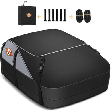 Sailnovo Car Rooftop Cargo Carrier Bag Waterproof 20 Cubic Feet for Top of Vehicle with/Without Roof Rack Car Top Carrier with 6 Door Hooks, Reinforced Straps & Storage Bag 1000D