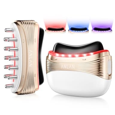 Newest 2-in-1 Red Light Therapy for Face & Neck Massager Facial Care Device, Electric Gua Sha Lymphatic Drainage Tool with Heat & Vibration for Firming, Head Massage & Depuffing Sculpting