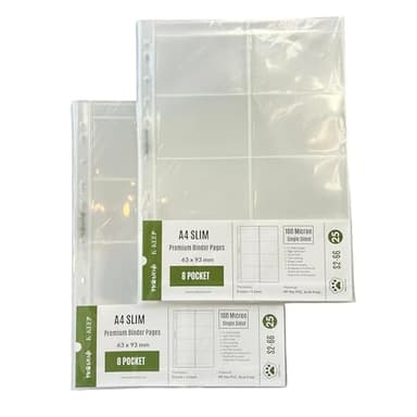 Meowcafe K-Keep A4 Slim 8 Pocket Premium Side Loading Kpop Photocard Binder Pages, 63x93mm Pocket Size, 11 Holes, 100 Micron, 50 Pages Set, Perfect for OT8 Stray Kids, Ateez