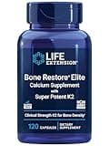 Life Extension Bone Restore Elite Calcium Supplement with Super Potent K2, Calcium, Vitamin D3, Magnesium, Boron, zinc, Vitamin K2, for Bone Health, Gluten-Free, Non-GMO, 120 Capsules