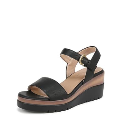 Naturalizer SOUL Women's Graciela Wedge Sandal Black Smooth 10 M