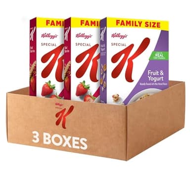 Kellogg’s Special K Breakfast Cereal, Family Breakfast, Fiber Cereal, Family Size, Variety Pack (3 Boxes)