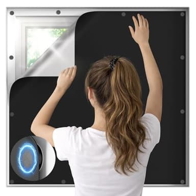 JUJIBL Magnetic Blackout Window Cover, 100% Blackout Shades for Bedroom No Drill Black Out Window Blind Temporary Shades for Nursery Removable Black Out Curtains for RV, Media Room 39x57 inch