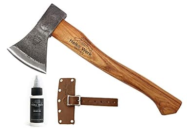 1844 Helko Werk Germany Traditional Rheinland Hatchet - Made in Germany Camping and Bushcraft Hatchets, Backpacking Handmade German Small Axe - Head 1.25 lbs, Handle 14 in. (Rheinland Hatchet) #11326