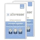 AllerEase Washable Hot Water Wash Pillow Protector, Standard/Queen, White 2 Count