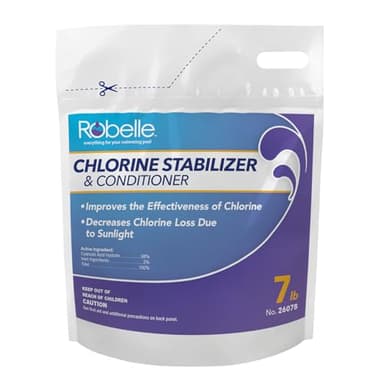Robelle 7-Pounds Premium Chlorine Stabilizer and Conditioner, Concentrated Cyanuric Acid for Pools, Pool Stabilizer, Helps Chlorine Last Longer