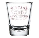 Vintage 2004 Rose Gold Printed 1.75oz 1pk Shot Glass - Happy 21st Birthday Gifts Women Men, Cheers to 21 Years, Turning 21 Woman Decorations Decor, Anniversary Bday Party Favors, Best Gift Ideas 1.0