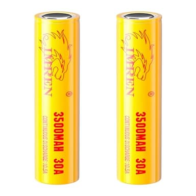 BWIETE Flat Top IMREN 3500mAh 30A 18650 Rechargeable Batteries 3.7V Lithium Ion for Camera,Toys(2PCS)