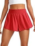 CRZ YOGA 2 in 1 Flowy Running Shorts for Women High Waisted Quick Dry Athletic Gym Lounge Workout Shorts Cute Tennis Skirts Dark Red Medium