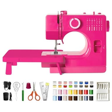 Lastempa StitchMaster Pro Sewing Machine - Twin/Double Needle Compatible, 14 Stitches, Easy for Beginners & Home Users (Pink)