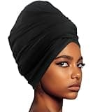 Babalet Large Swim Turban for Women Unisex Waterproof Silicone Lined Swim Cap for Braids Dreadlocks Extensions Weaves Thick Curly Long Hair Swimming Cap Easy to Put On and Off, Black