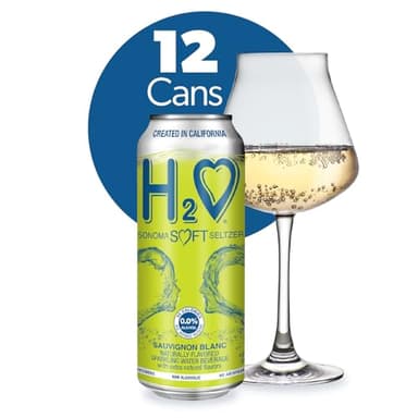 H2o Sauvignon Blanc – Silky & Smooth | 0.0% Alcohol Wine-Infused Sparkling Refreshment | Non-Alcoholic, Low Calorie, No Sugar Added | Backed by Scientific Research | 12 x 12 fl oz Cans
