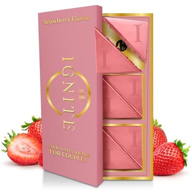 Ignite Chocolate Bars - Premium Strawberry flavor Chocolate Squares for Couples - 60% Cocoa, Vegetarian - Crafted with Selected Ingredients for a Delightful Experience - Ideal for Men & Women