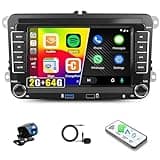 2+64G Android Car Stereo for VW Volkswagen Jetta Seat Passat Tiguan CC Golf Skoda Wireless Carplay Android Auto for VW 7 Inch Touchscreen Head Unit GPS WiFi Bluetooth FM/RDS Mirror Link +Backup Camera