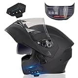 Bluetooth Motorcycle Helmet,Modular Motorcycle Helmet with Bluetooth,DOT Approved Dual Visor Full Face Flip up Bluetooth Integrated Motorcycle Helmets for Adults Men Women (M)