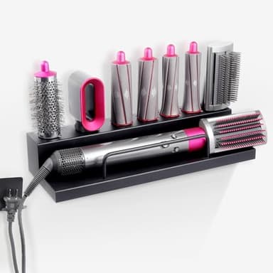 DALUOBO Storage Holder for Dyson Airwrap Curling Iron Accessories Wall Mounted Rack Bracket Stand with Adhesive for Home Bathroom Organizer Black