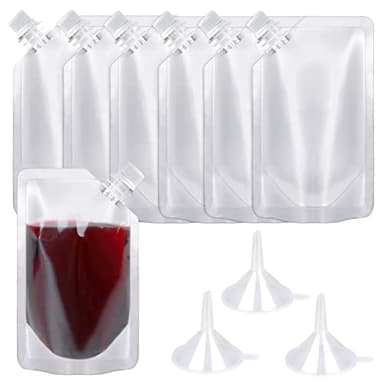 24 Pcs Plastic Flasks, 8 Oz Concealable and Reusable Drink Pouches, Leak-Proof Food Grade Plastic for Travel (8OZ-24PCS +3 Funnels)