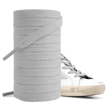 UamGlsob Cotton Shoe Laces for Golden Goose Sneakers, 100% Cotton Flat Athletic Shoelaces Replacement Strings for GG Shoes (Grey, 54"/140cm)
