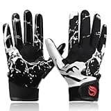 Goporoy Youth Football Gloves for Kids Excellent Grip Football Receiver Gloves, ICY Black Youth XS/S