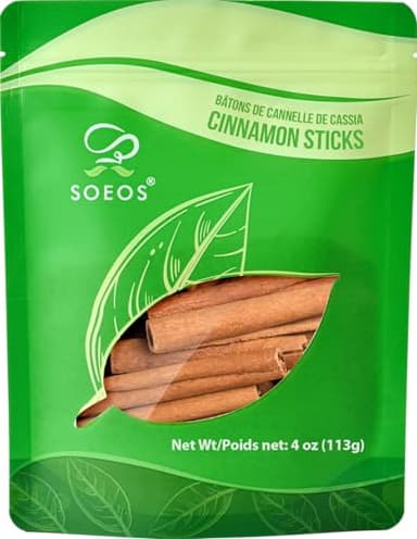 Soeos Cinnamon Sticks, 4 oz (113g), Cassia Cinnamon Stick, Strong Aroma, 2.75" Length, Approx 35 Sticks, 100% Raw Cinnamon, Perfect for Baking, Cooking, Beverages, Coffee, Tea and Mulled Wine