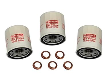 3 Genuine Engine Oil Filters 1520865F0E and 5 Stone Washers 1102601M02 Stone for Nissan 370Z Altima Cube Frontier Maxima Rogue