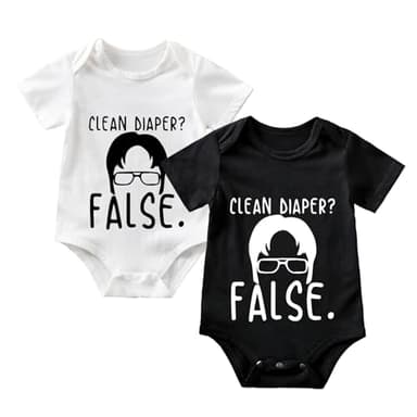 Benshukam Clean Diaper - False Baby Boy Girl Onesie Funny Unisex Bodysuit Cute Romper Clothes 1-3 months (2-Pack)