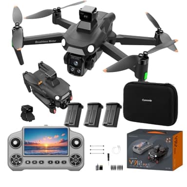 Cyaxzolp Drone with 8K Camera Drones for Adults,4.5-inch LCD High-definition Large Display Screen Remote Control Quadcopter,3 Batteries, 5G HD Brushless GPS Drone Auto Return, Obstacle Avoidance (Black and Orange) (Black)