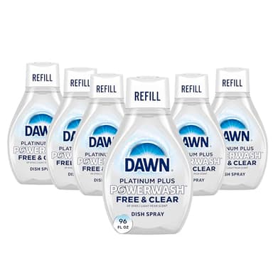 Dawn Free & Clear Powerwash Dish Spray, Dish Soap, Pear Scent Refill, 16 Fl oz (6 Pack)