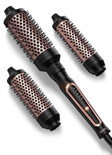 Terviiix PRO Thermal Brush Set for Voluminous Style, Non-blowing Heated Round Brush with Adjustable Temp, 3-in-1 Curling Brush with Detachable Head(1.25'',1.5'',1.77''), 20S Fast Heating with Dual MCH