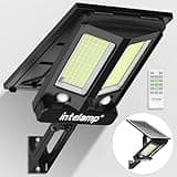 intelamp Solar Street Lights Outdoor Waterproof 3000LM 12500mAh Dual Motion Sensor Dusk to Dawn Security Light, Adjustable 240° Wide Angle Solar Flood Light Outside with Remote for House Yard Garden