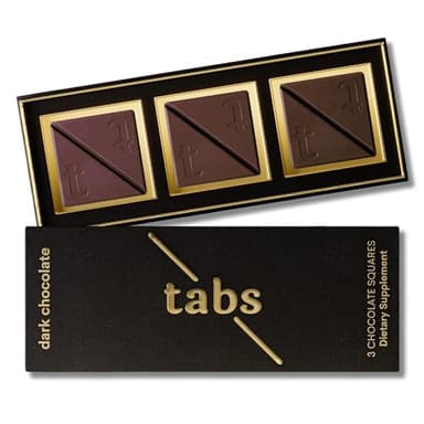 Tabs Dark Chocolate Squares (1 Box) - 60% Cocoa with Epimedium and Maca Root - Vegetarian and Gluten-Free